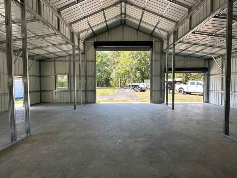 Barn interior, doors open