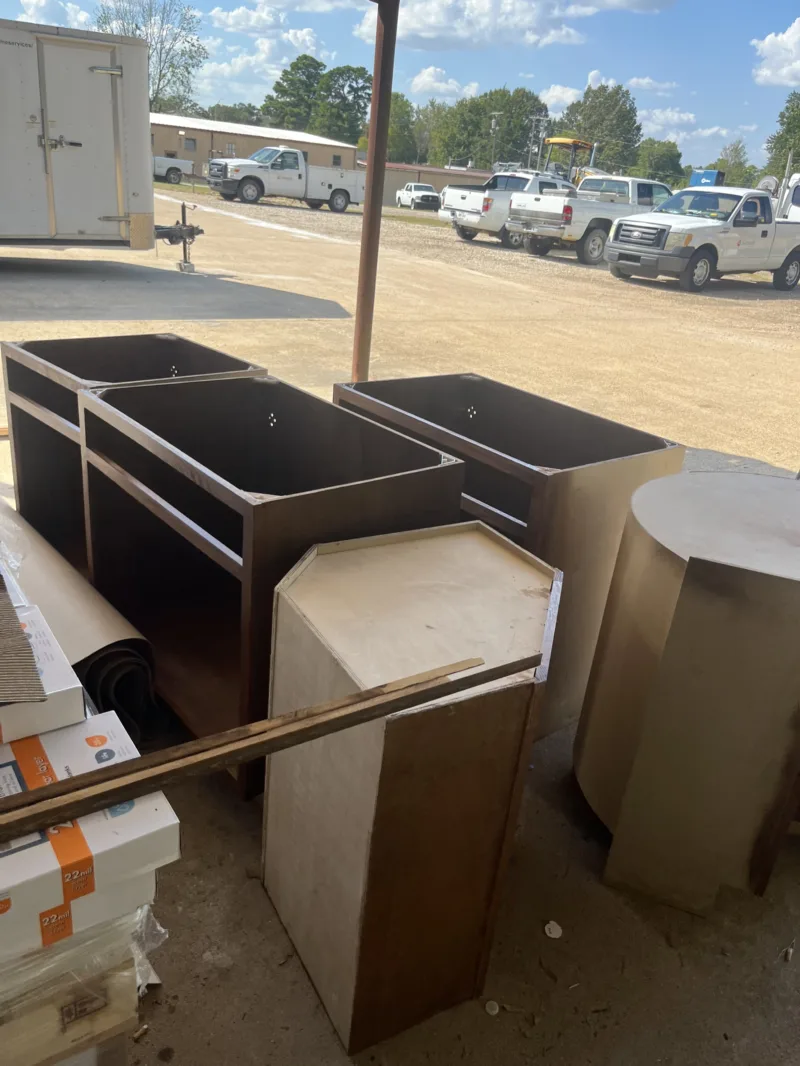 Cabinets staged on site