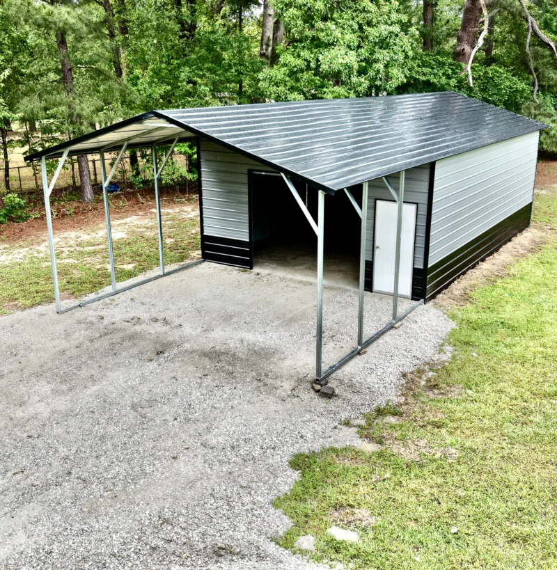 Garage with side carport