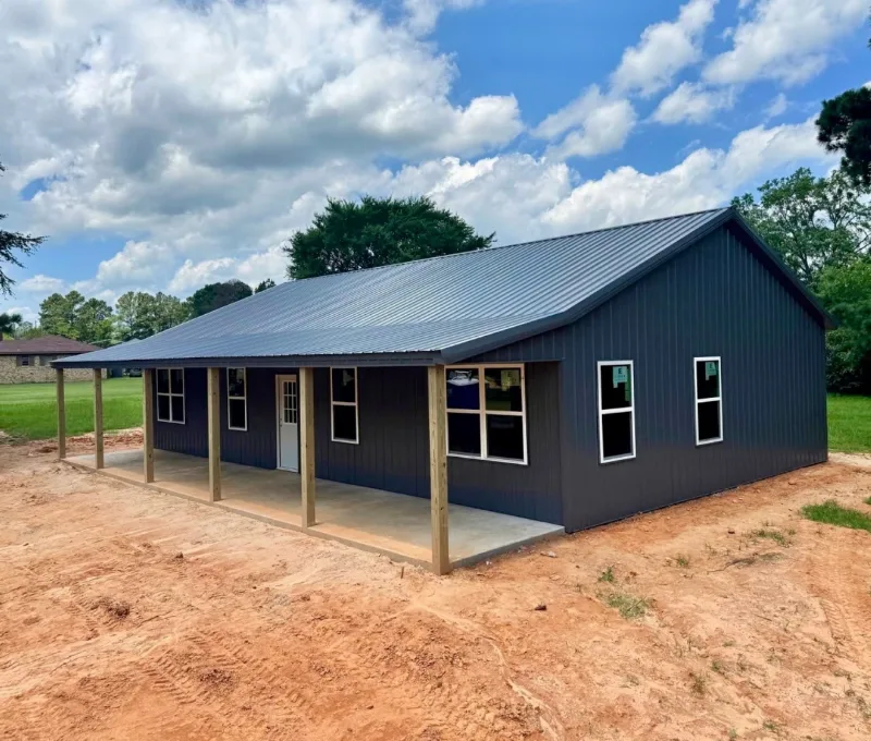 Post-frame home with porch