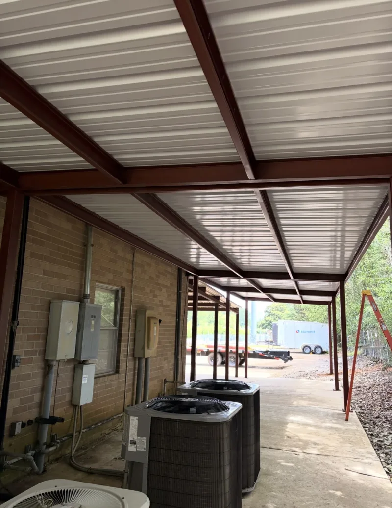 Red iron walkway cover