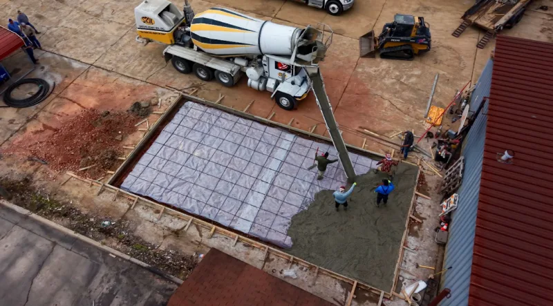 Slab pour from above