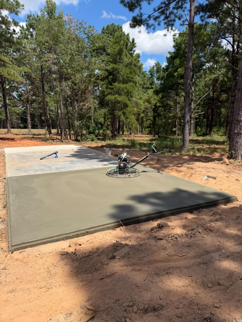 Power troweling a slab
