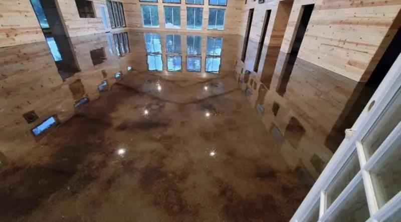 Stained great room floor