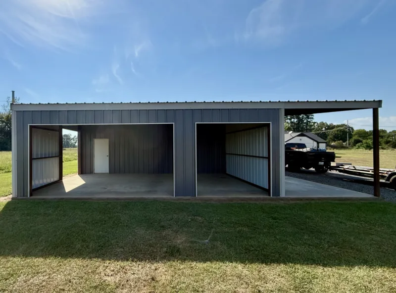 Two-bay shop with lean-to